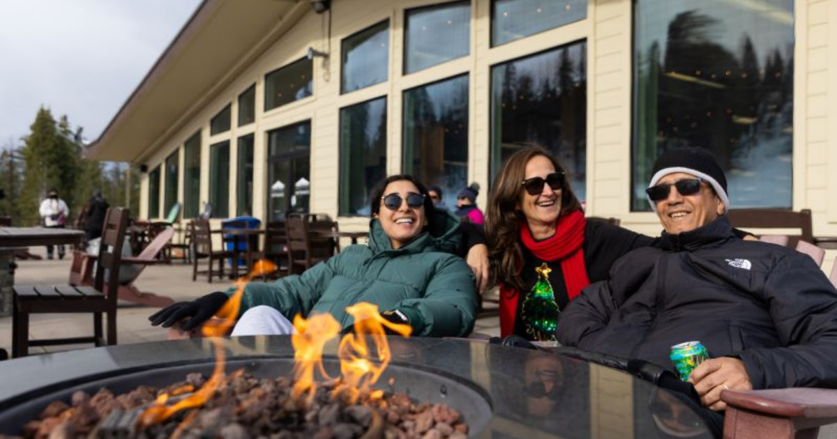 Friends by the firepit at Dodge Ridge Mountain Resort