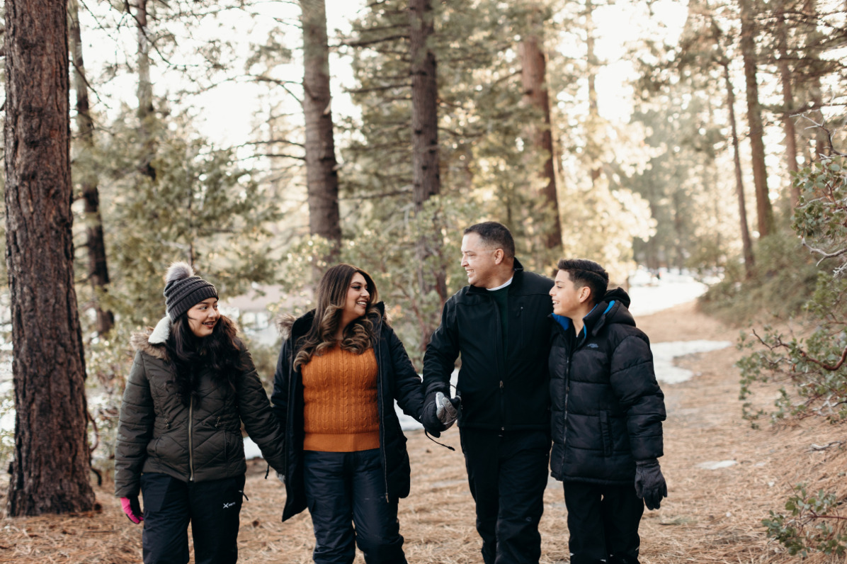 Family walking at Pinecrest in Winter